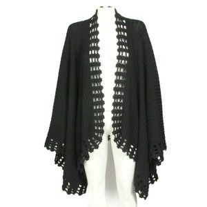Collection Fiftynine Stunning Crochet Cashmere Black Blanket Sweater Womens 525